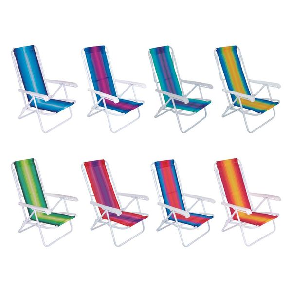 Cadeira De Praia Piscina Reclinável 8 Posições Cores Variadas Mor Cadeira De Praia Piscina Reclinável 8 Posições Cores Variadas Mor