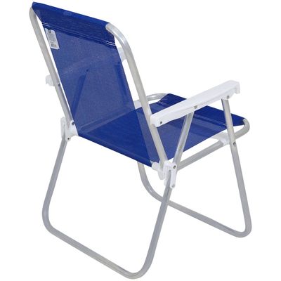 Cadeira de Praia Alta Lazy em Alumínio Azul Marinho Bel Único