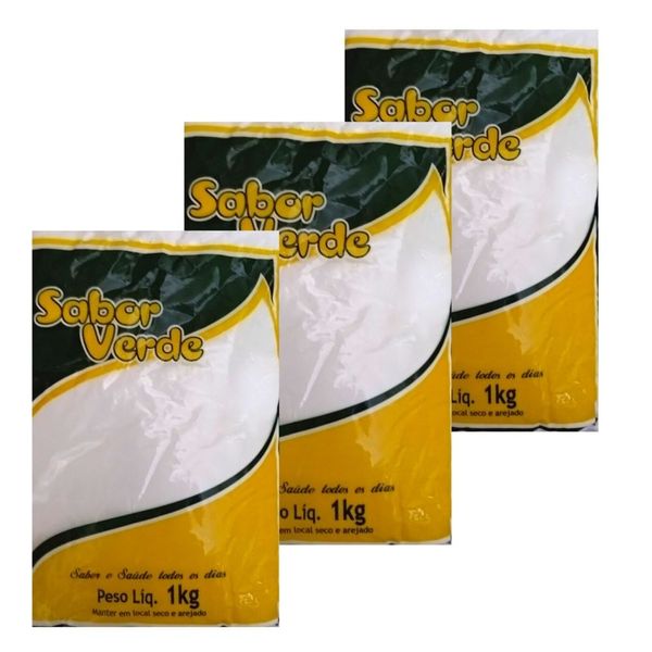 Bicarbonato de Amônio  ou  Sal Amoníaco  3 pacotes de 1kg  Sabor Verde