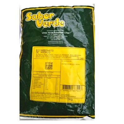 Bicarbonato de Amônio  ou  Sal Amoníaco  3 pacotes de 1kg  Sabor Verde
