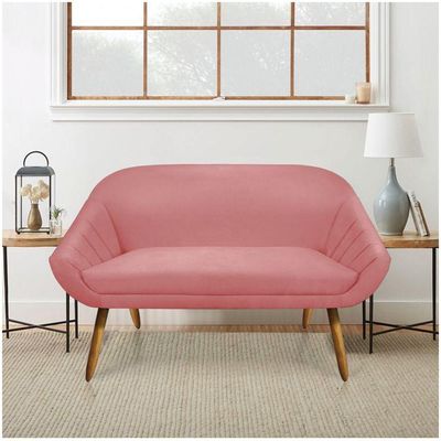Kit 01 Namoradeira 02 Lugares E 01 Poltrona Giratória Giovana Suede Base Madeira Mm30 D'rossi Rose