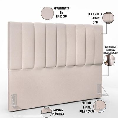 Kit Cabeceira Cama Box Casal Queen 160cm Com Calçadeira Baú Dália W01 Linho Cru - Lyam Decor