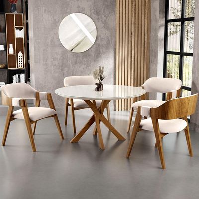 Kit 02 Cadeiras Para Sala de Jantar e Estar Living Estofada Suran L02 Suede Bege - Lyam