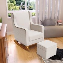 Poltrona de Amamentação com Balanço Mavie L02 Bouclê Creme - Lyam Decor