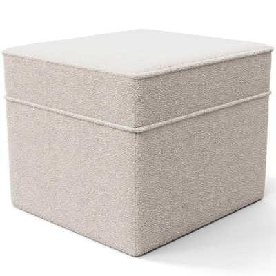 Poltrona de Amamentação com Balanço e Puff Mavie L02 Bouclê Creme - Lyam Decor