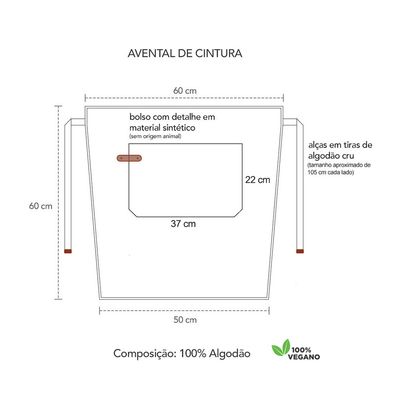 Avental de Cintura Marrom Cafeteria Bar Pub Barbearia