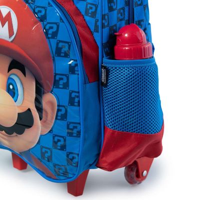 Mochila Escolar Masculina de Rodinhas Mario Premium Azul U / Azul