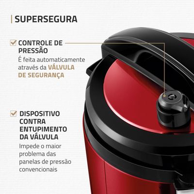 Panela de Pressão Elétrica Mondial Pratic Cook 3L Red Premium I PE-47-3L-RI 110