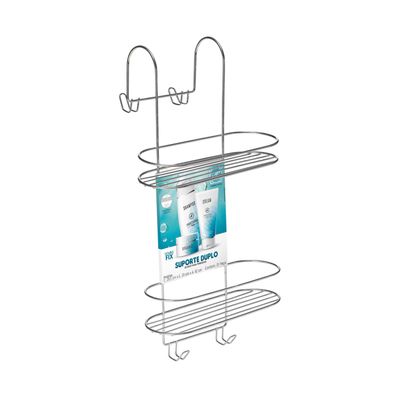 Porta Shampoo Para Box Duplo Arthi em Metal Cromado Prata
