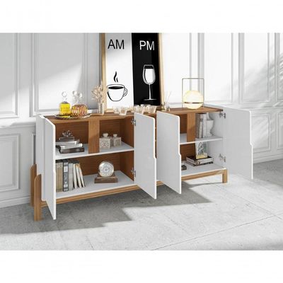 Buffet 4 Portas C- Prateleiras Luna 1,90 Branco-cedro