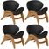 Kit 4 Poltronas Decorativa Orgânica Sala Living Kadosh L02 Couríssimo Preto Brilho - Lyam Decor