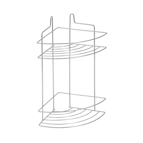 Porta Shampoo de Canto Duplo Suporte Cromado Organização Banheiro Porta Shampoo de Canto Duplo Suporte Cromado Organização Banheiro