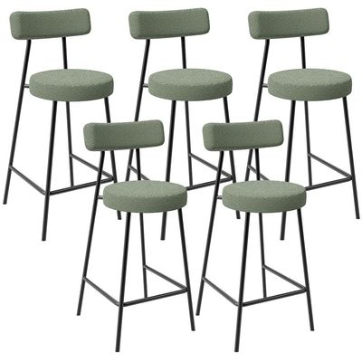 Kit 05 Banquetas Baixa Para Cozinha Sala De Jantar Bar Bancada Milão L02 Bouclê Oliva - Lyam Decor