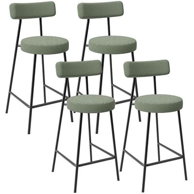 Kit 04 Banquetas Baixa Para Cozinha Sala De Jantar Bar Bancada Milão L02 Bouclê Oliva - Lyam Decor