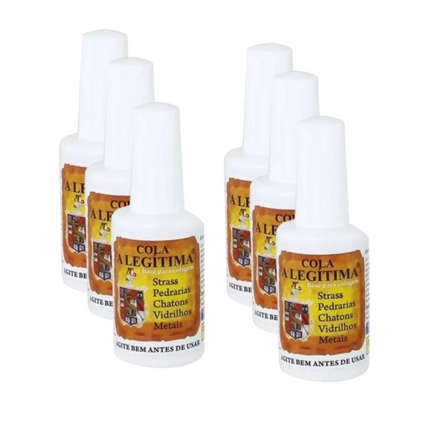 Kit C/ 6 Colas A Legítima Bijuterias Strass Artesanatos 20ml
