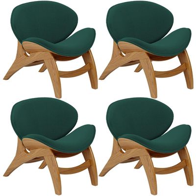 Kit 4 Poltronas Decorativa Orgânica Sala Living Kadosh L02 Bouclê Verde - Lyam Decor