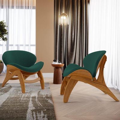 Kit 4 Poltronas Decorativa Orgânica Sala Living Kadosh L02 Bouclê Verde - Lyam Decor