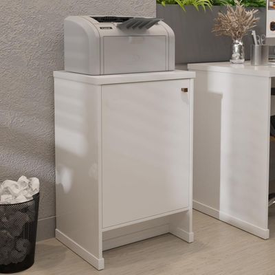 Balcão Baixo Com Porta E Prateleira Para Escritório Verbena - Branco