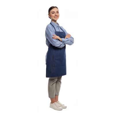 Avental Jeans Profissional Azul Chef Bar e Bandana Algodao