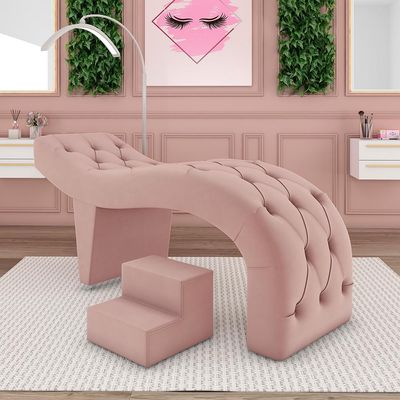 Maca de Estética para Massagem Cílios Fixa Lash Estofada com Escada Veludo Rose G83 - Gran Belo