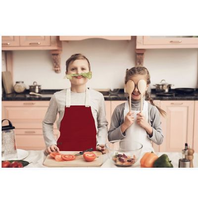 Avental Infantil Vermelho Alça Algodao Cru Cozinha Artes 1un