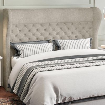 Cabeceira Cama Box Queen 160 cm P05 Madrid Bouclê Creme - Lyam Decor