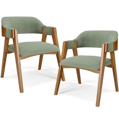 Kit 02 Cadeiras Para Sala de Jantar e Estar Living Estofada Suran L02 Bouclê Oliva - Lyam