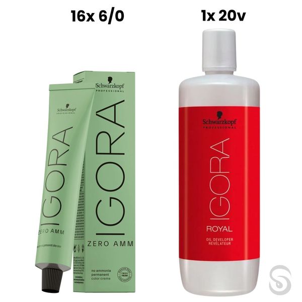 Igora Zero Amm 16x6/0 Louro Escuro Natural 60ml + 1ox 20VOL Igora Zero Amm 16x6/0 Louro Escuro Natural 60ml + 1ox 20VOL