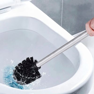 Escova Sanitária Com Suporte Inox Vassourinha De Limpeza Com Cerdas Flexíveis Para Vaso Privada Banheiro