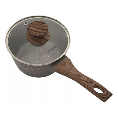 Panela Aluminio Cerâmica Antiaderente 16cm Mimo Style Linha Grafito Cook Com Fundo Triplo Indução 1,3 Litros Com Tampa De Vidro