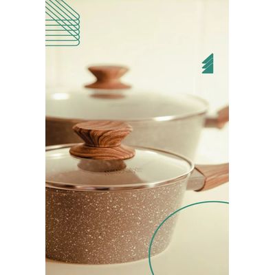 Panela Aluminio Cerâmica Antiaderente 16cm Mimo Style Linha Grafito Cook Com Fundo Triplo Indução 1,3 Litros Com Tampa De Vidro