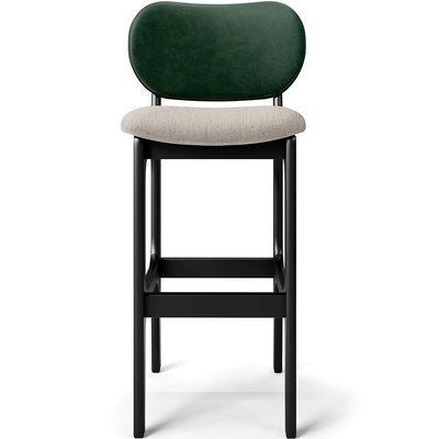 Banqueta Alta Bar Cozinha Sala Jantar Fixa Betta L02 Preto Facto Verde Linho Bege - Lyam Decor