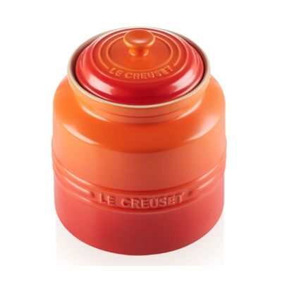 KIT LE CREUSET 2 CANECAS 350ML E POTE DE BISCOITO EM CERÂMICA LARANJA