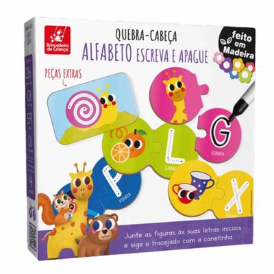 Quebra-Cabeça Alfabeto - Escreva e Apague - Madeira - 1511 - Brincadeira De Criança
