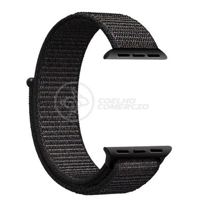 Pulseira Nylon Para Iwo Smartwatch 42mm 44mm - Preto