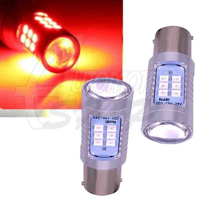 Lâmpada 1157 P21/5W 12/24v Um Polo 21 Leds Projector Vermelh