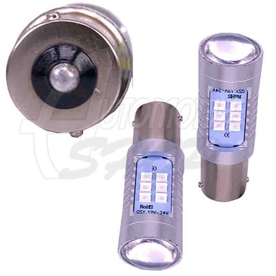 Lâmpada 1157 P21/5W 12/24v Um Polo 21 Leds Projector Vermelh