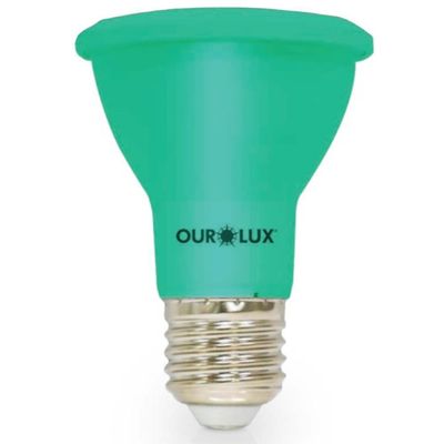 Lâmpada Superled Par 20 Ip65 6 Watts 38º Verde - 05485 - Ourolux Lamp.superled Par 20 6w Ip65 38g Verde