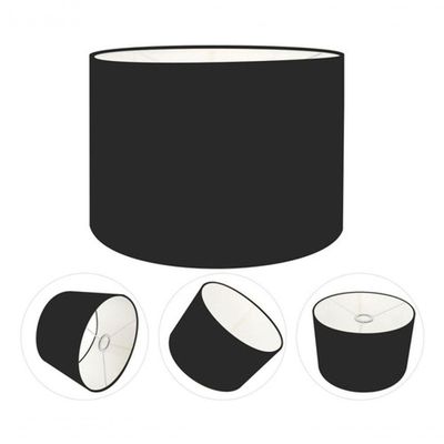 Cúpula Abajur E Luminária Cilíndrica Vivare Cp-7019 ø40x30cm - Bocal Nacional Preto-preto