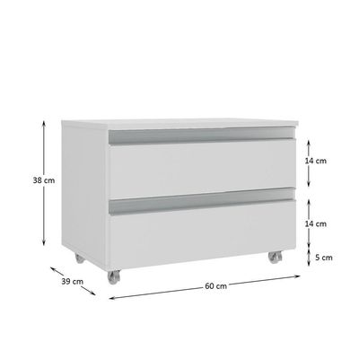 Gabinete Banheiro Rodinhas Joia 60cm 02 Gavetas Branco Inteiro