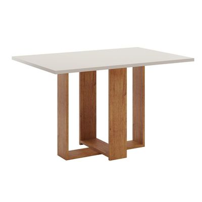 Mesa de Jantar Viero Caiena com 4 Cadeiras Estofadas e Revestidas em Veludo Mel/Blonde/Marfim