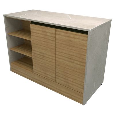 Cozinha Completa Bartira Cristal com 8 Portas, 5 Gavetas, 6 Prateleiras Lâmina de Mel/Azul Royal