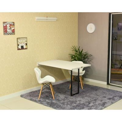 Conjunto Mesa Dobrável Branca e 2 Cadeiras Slim Branca