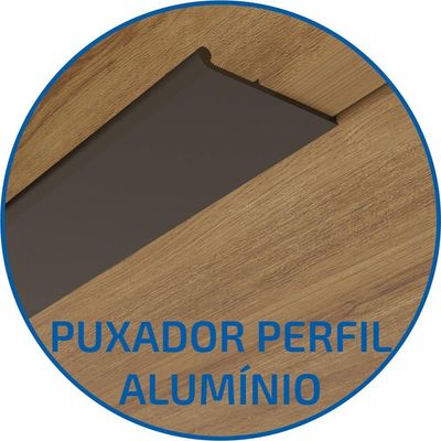 Cozinha Completa Bartira Cristal com 9 Portas, 7 Gavetas, 8 Prateleiras, 1 Nicho Lâmina de Mel/Azul Royal