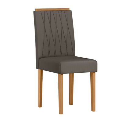 Mesa de Jantar Retangular New Ceval Amsterdam com 6 Cadeiras Estofadas e Revestidas Ypê, Off White e Cappuccino