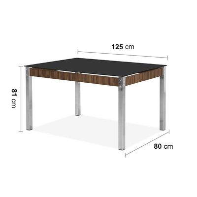 Mesa de Jantar Aço Nobre Cláudia com Tampo Kanon e 4 Cadeiras Preto/Nogal/Chocolate/Marrom