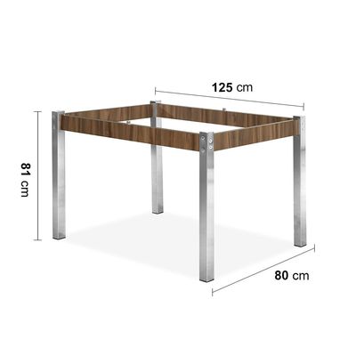 Mesa de Jantar Aço Nobre Cláudia com Tampo Kanon e 4 Cadeiras Nogal/Chocolate/Marrom