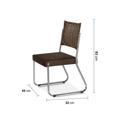 Mesa de Jantar Aço Nobre Cláudia com Tampo Kanon e 4 Cadeiras Nogal/Chocolate/Marrom