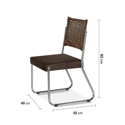 Mesa de Jantar Aço Nobre Claudia com Tampo Kanon e 4 Cadeiras Off White/Nogal/Chocolat/ Marrom