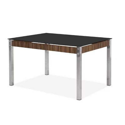 Mesa de Jantar Aço Nobre Claudia com Tampo Kanon e 4 Cadeiras Preto/Nogal/Chocolate/Marrom